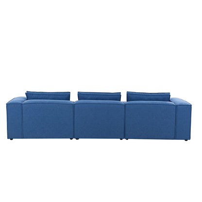 4-Piece Upholstered Sectional Sofa in Blue