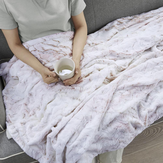 100% Polyester Marble Printed Knitted Long Fur Throw,MP50-4906