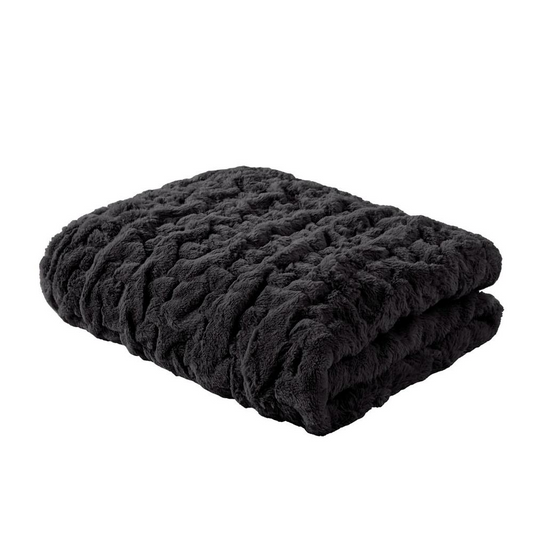 100% Polyester Solid Long Fur Throw