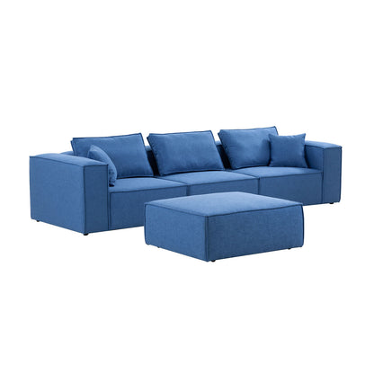 4-Piece Upholstered Sectional Sofa in Blue