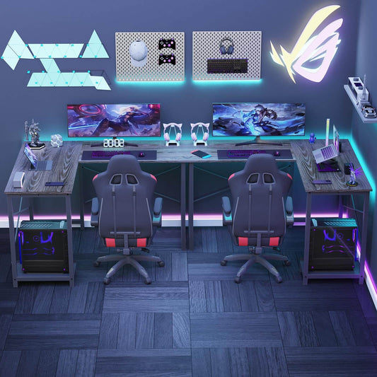 L Shaped Gaming Desk,Gray