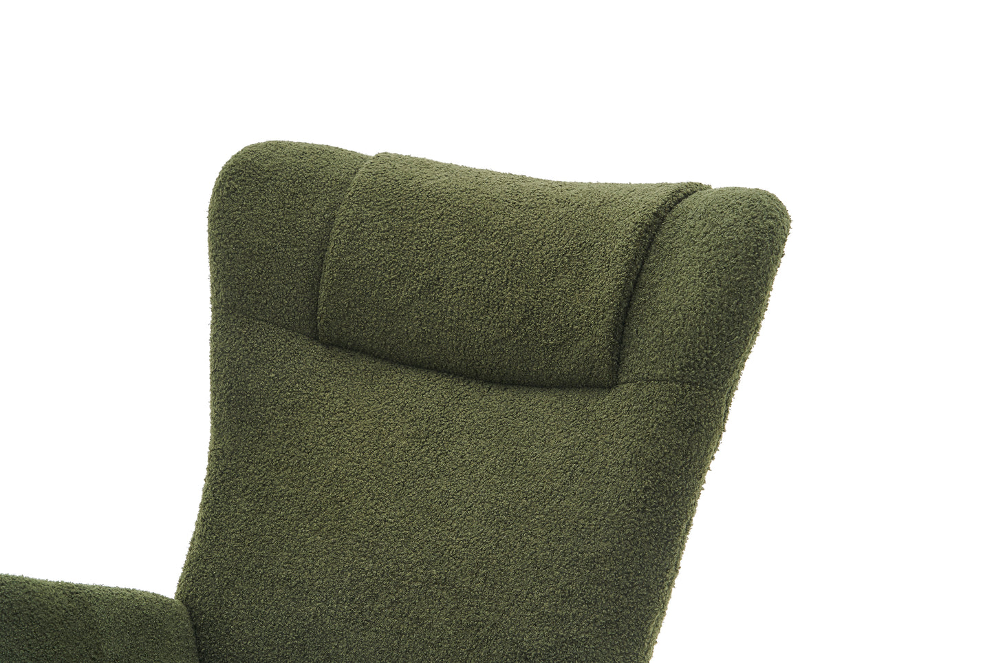 Rocking Chair Nursery, Solid Wood Legs Reading Chair with Teddy Fabric Upholstered , Nap Armchair for Living Rooms, Bedrooms, Offices, Best Gift,Green Teddy fabric