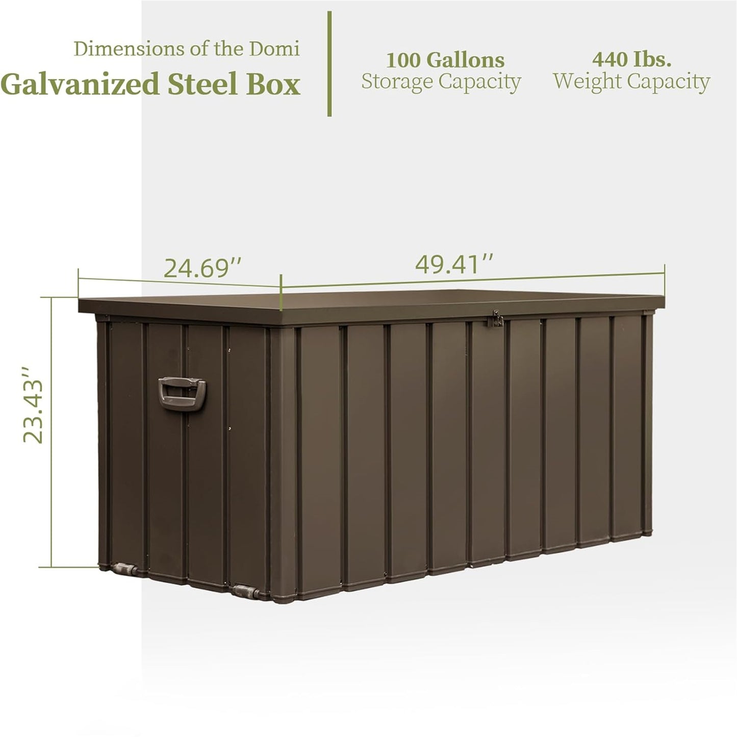 100 Gallon Outdoor Storage Deck Box Waterproof, Large Patio Storage Bin for Outside Cushions, Throw Pillows, Garden Tools, Lockable (Dark Brown)