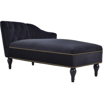 [New+Video] 58''Velvet Chaise Lounge,Button Tufted Right Arm Facing Lounge Chair with Nailhead Trim & Solid Wood Legs for Living Room or Office,Sleeper Lounge Sofa (New style of WF284880AAB)