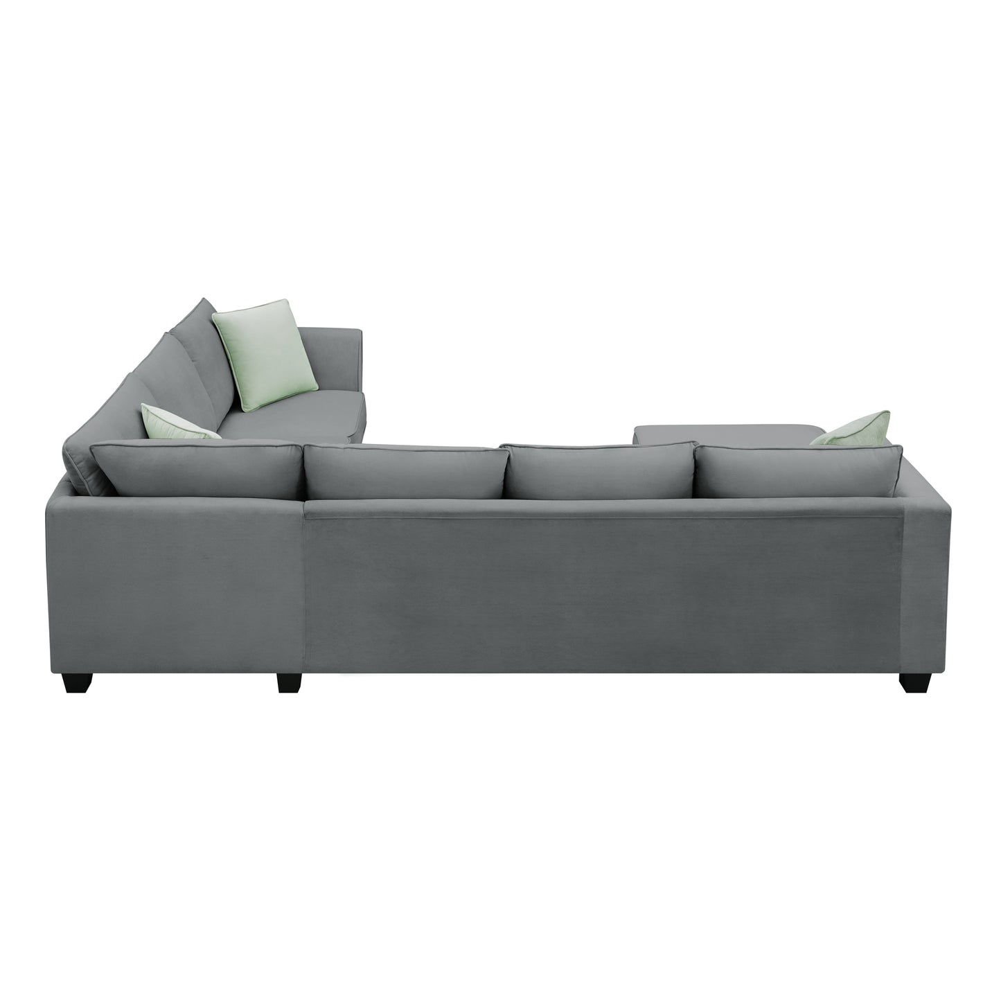 [VIDEO provided] 112*87" Sectional Sofa Couches Living Room Sets 7 Seats Modular Sectional Sofa with Ottoman L Shape Fabric Sofa Corner Couch Set with 3 Pillows, Grey