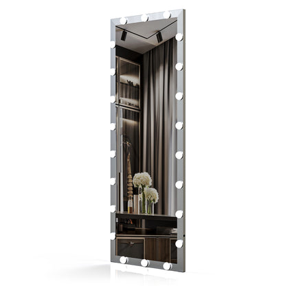 Hollywood Full Length Mirror with Lights Full Body Vanity Mirror with 3 Color Modes Lighted Standing Floor Mirror for Dressing Room Bedroom Wall Mounted Touch Control Silver 63"x24"