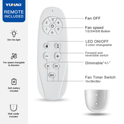 YUHAO 52 In.Intergrated LED Ceiling Fan Lighting with Remote Control