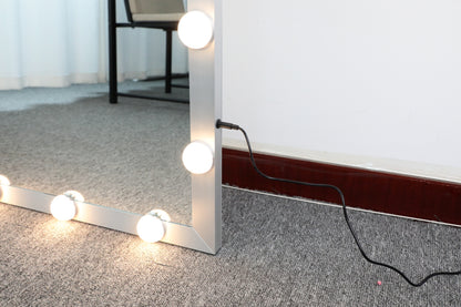 Hollywood Full Length Mirror with Lights Full Body Vanity Mirror with 3 Color Modes Lighted Standing Floor Mirror for Dressing Room Bedroom Wall Mounted Touch Control Silver 63"x24"