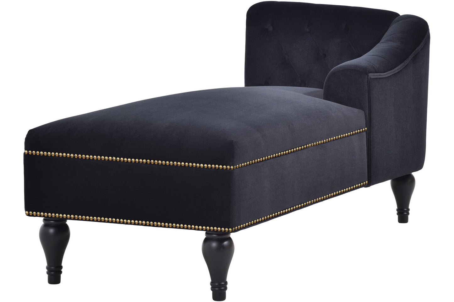 [New+Video] 58''Velvet Chaise Lounge,Button Tufted Right Arm Facing Lounge Chair with Nailhead Trim & Solid Wood Legs for Living Room or Office,Sleeper Lounge Sofa (New style of WF284880AAB)