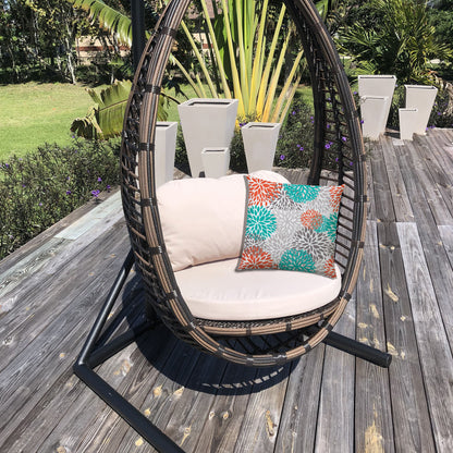 BURSTING BLOOMS Orange Indoor/Outdoor Pillow - Sewn Closure