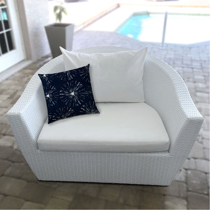 FIREWORKS Navy Indoor/Outdoor Pillow - Sewn Closure