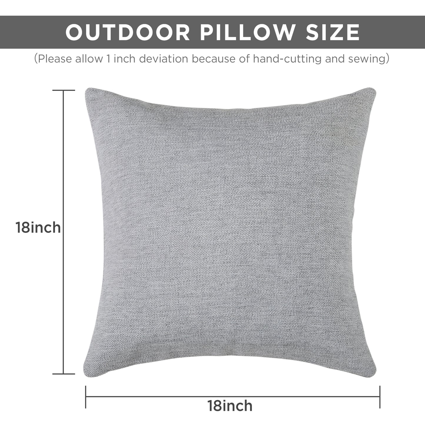 Pack Of 2 Outdoor Yarn Dyed Pillow, 18" x 18", Grey