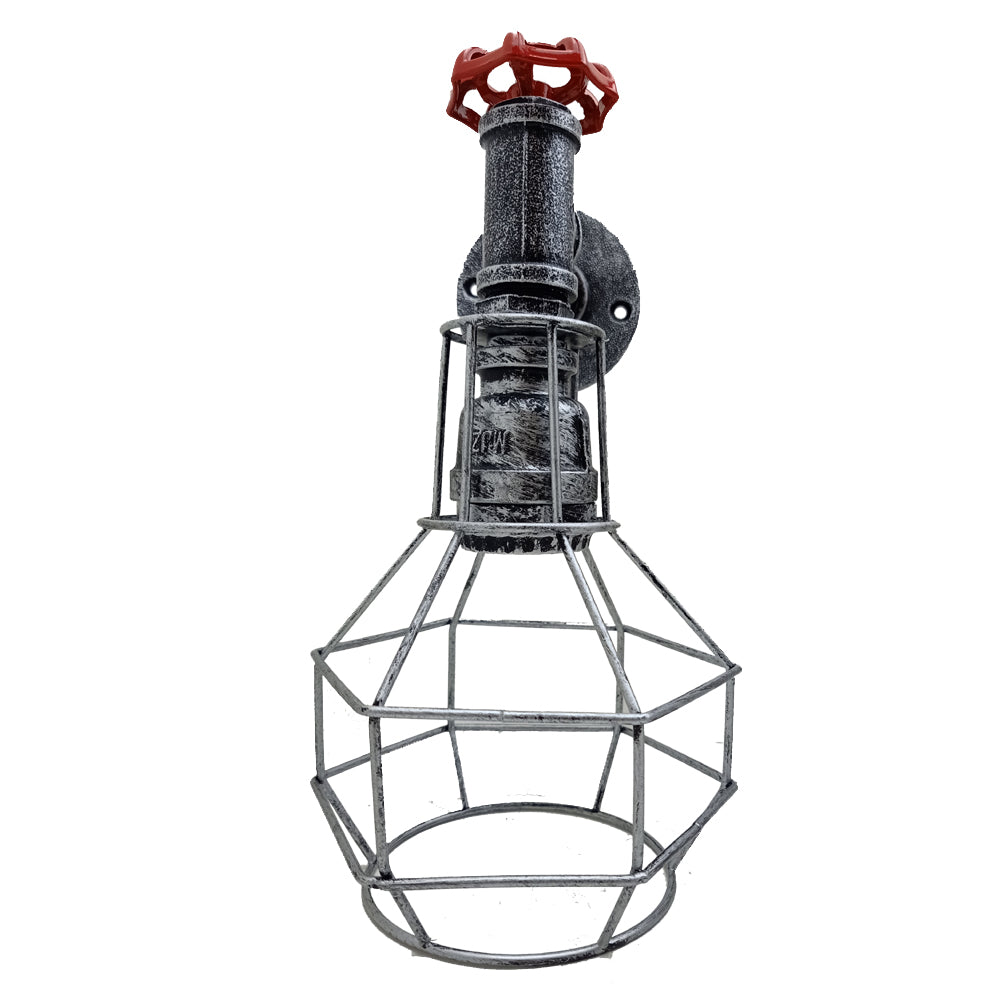 Brushed Silver Modern Industrial Retro Vintage Style Pipe Cage Wall Light Wall Lamp Fixture~1118