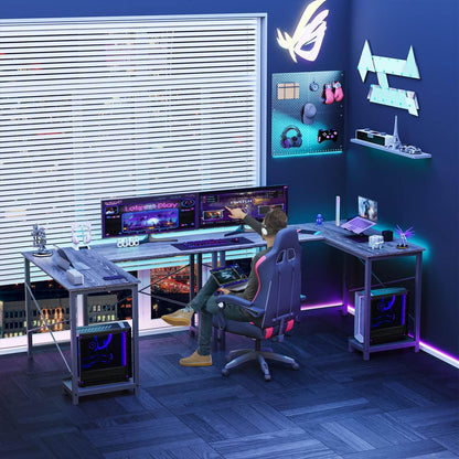 L Shaped Gaming Desk,Gray