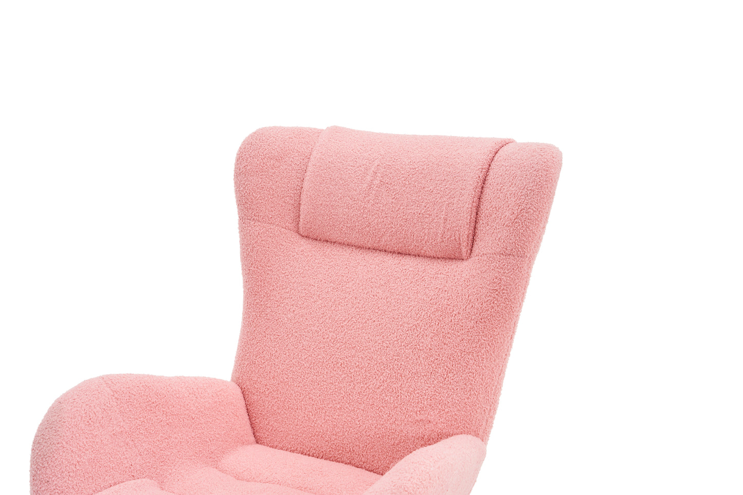 Rocking Chair Nursery, Solid Wood Legs Reading Chair with Teddy Fabric Upholstered , Nap Armchair for Living Rooms, Bedrooms, Offices, Best Gift,Pink Teddy fabric