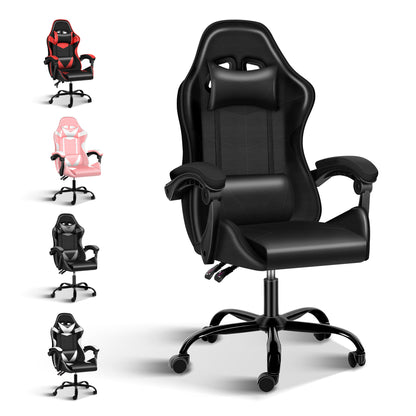 YSSOA Racing Video Backrest and Seat Height Recliner Gaming Office High Back Computer Ergonomic Adjustable Swivel Chair, Without footrest, Black