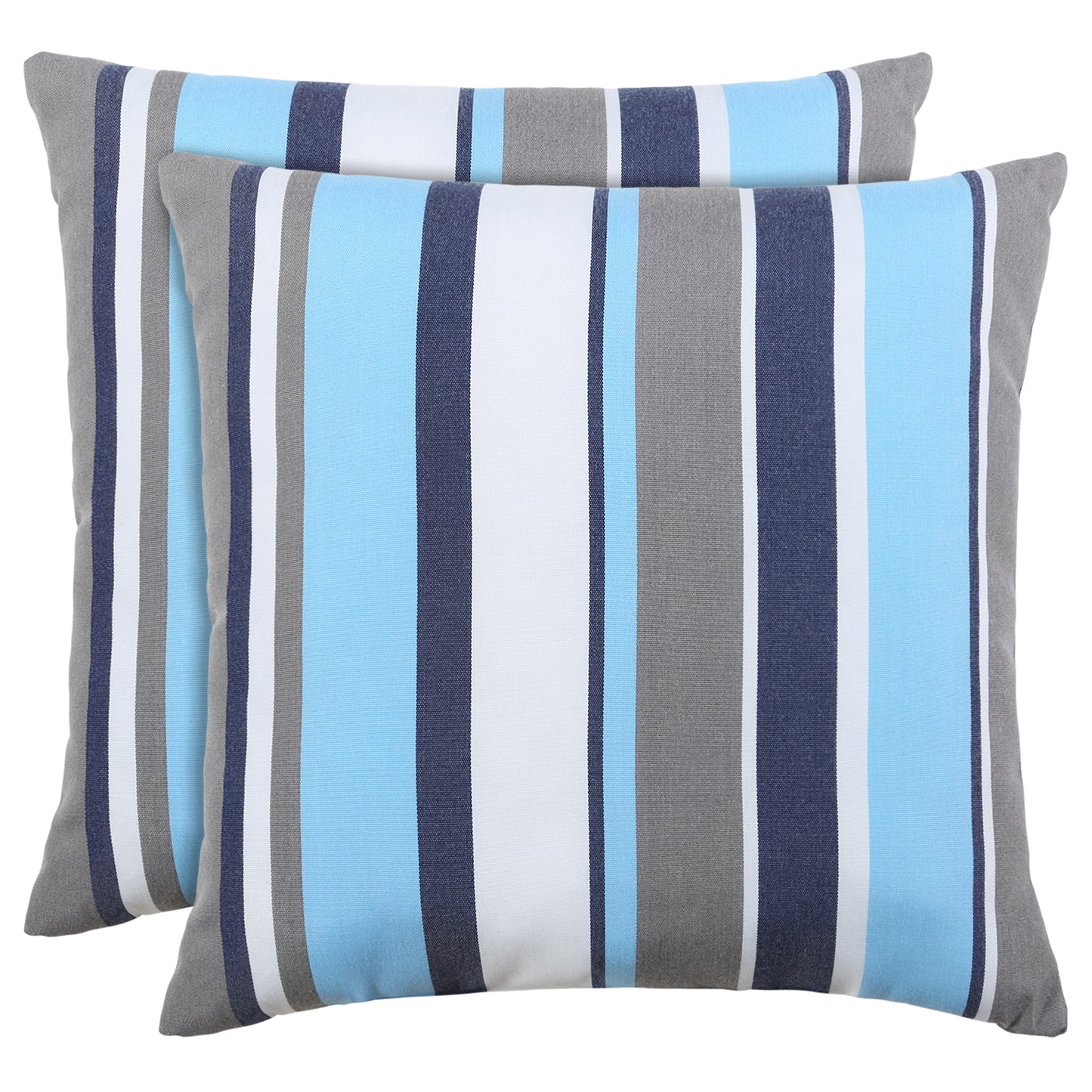 Pack Of 2 Outdoor Pillow With Inserts, 18" x 18" - Blue Strip