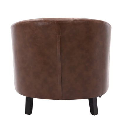 PU Leather Tufted Barrel ChairTub Chair for Living Room Bedroom Club Chairs