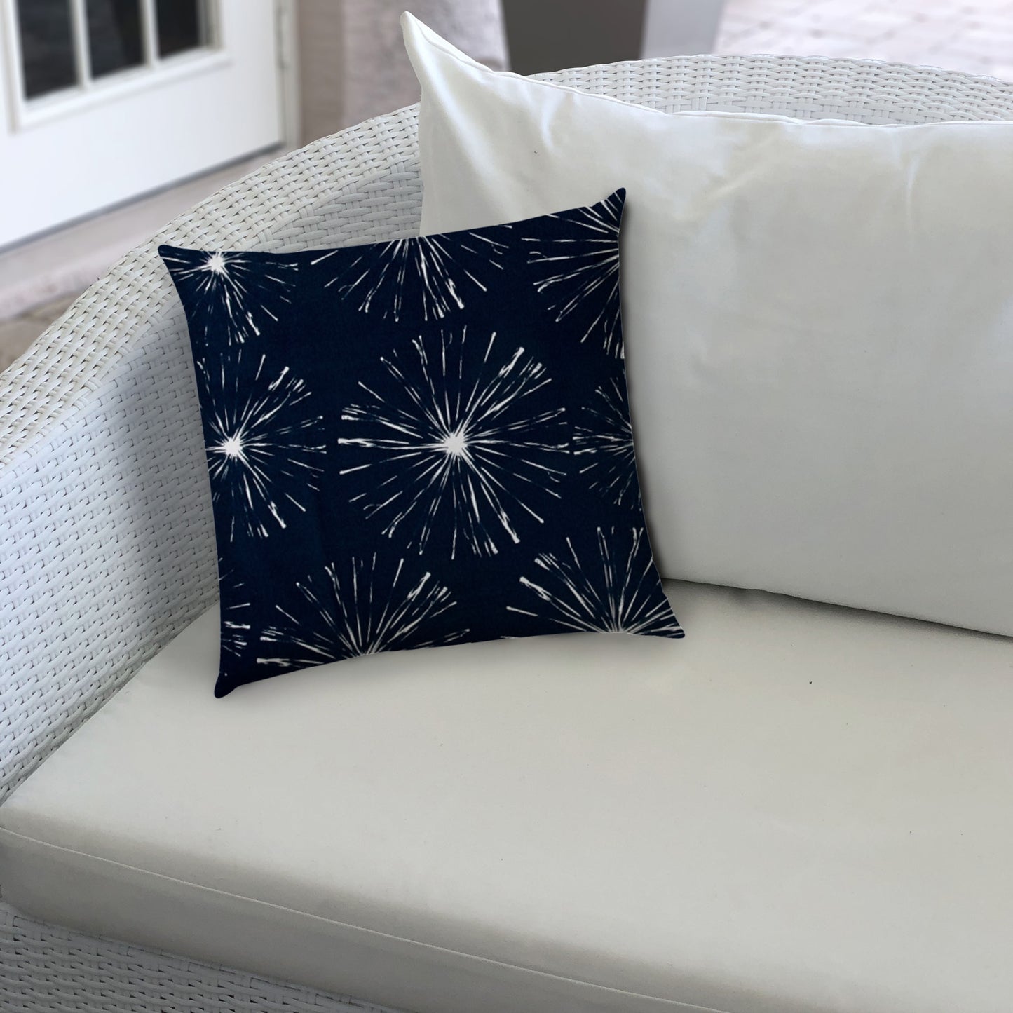 FIREWORKS Navy Indoor/Outdoor Pillow - Sewn Closure