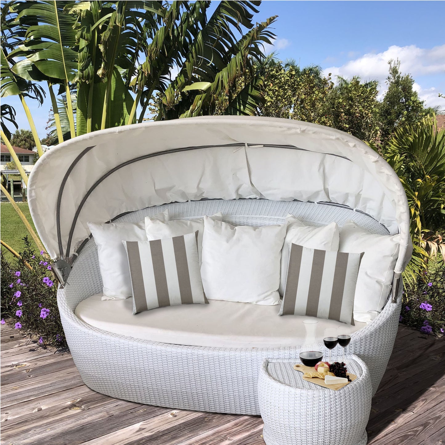 CABANA LARGE Taupe Indoor/Outdoor Pillow - Sewn Closure