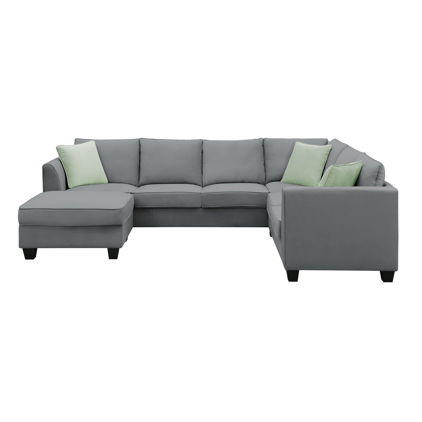 [VIDEO provided] 112*87" Sectional Sofa Couches Living Room Sets 7 Seats Modular Sectional Sofa with Ottoman L Shape Fabric Sofa Corner Couch Set with 3 Pillows, Grey