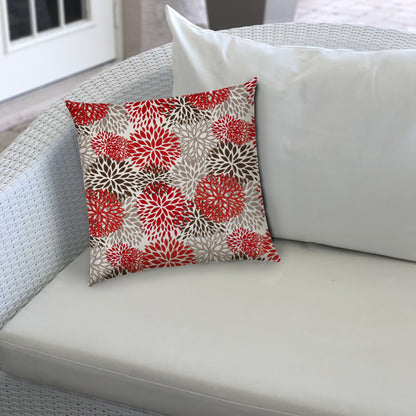 BURSTING BLOOMS Brown Indoor/Outdoor Pillow - Sewn Closure