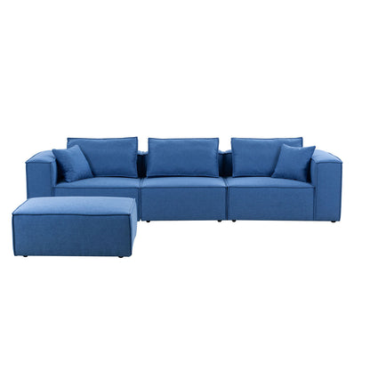 4-Piece Upholstered Sectional Sofa in Blue