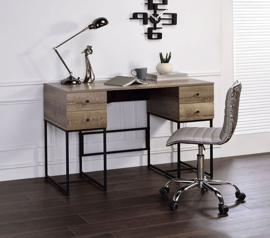 ACME Desirre Desk, Rustic Oak & Black 92640