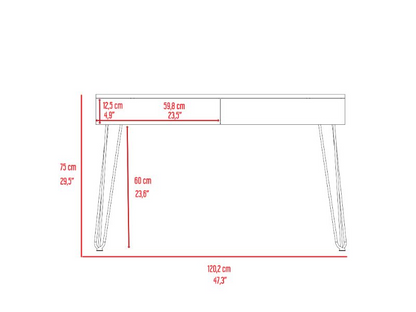 Salamanca Writing Desk, Hairpin Legs, Two Drawers