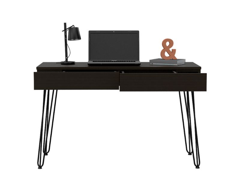 Salamanca Writing Desk, Hairpin Legs, Two Drawers