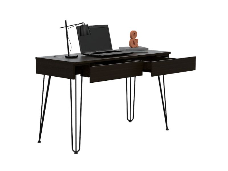 Salamanca Writing Desk, Hairpin Legs, Two Drawers