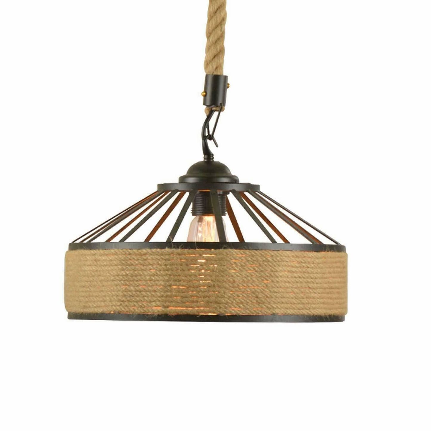 Retro Industrial Vintage Loft Hemp Rope Pendant Ceiling Light Lamp~1132