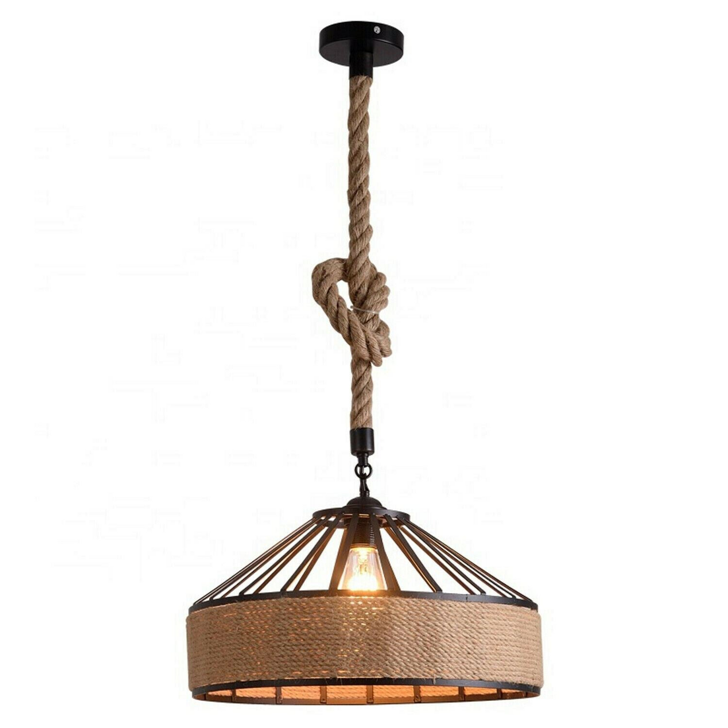 Retro Industrial Vintage Loft Hemp Rope Pendant Ceiling Light Lamp~1132