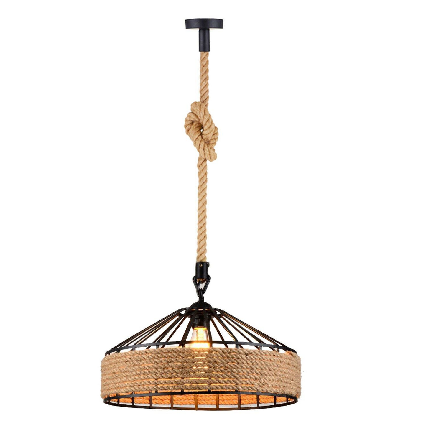 Retro Industrial Vintage Loft Hemp Rope Pendant Ceiling Light Lamp~1132