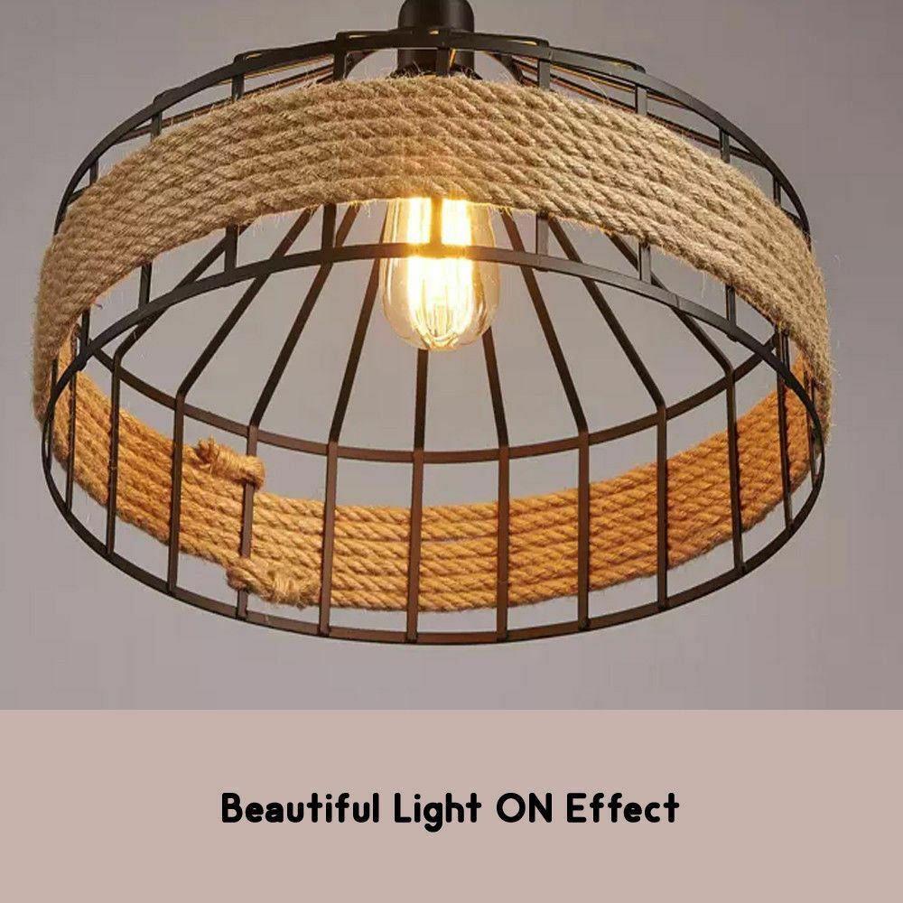 Retro Industrial Vintage Loft Hemp Rope Pendant Ceiling Light Lamp~1132