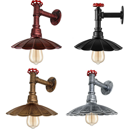 Vintage Retro Industrial Wall Pipe Light Fittings Indoor Sconce Metal Lamp Umbrella Shape Shade for Basement, Bedroom, Home Office, Study room~1250