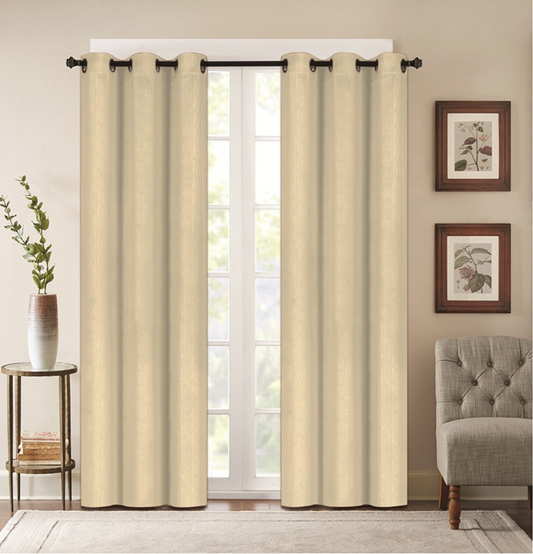 Denver Embossed Faux Silk Blackout Curtain Panel Pair