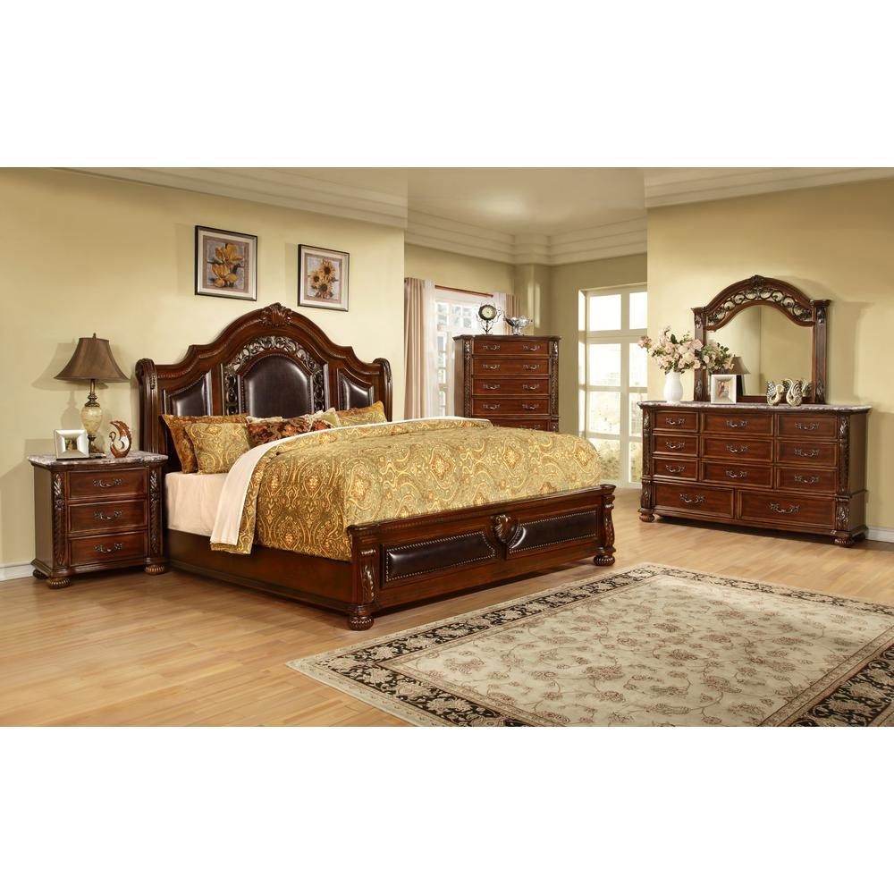 Bessy 5-piece Traditional Cherry Wood Queen Bedroom Set