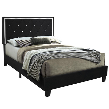 Better Home Products Monica Velvet Upholstered Full Platform Bed in Black