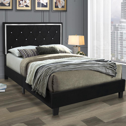 Better Home Products Monica Velvet Upholstered Full Platform Bed in Black