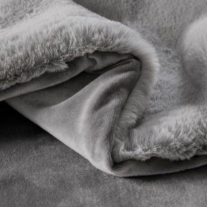 100% Polyester Solid Faux Fur Throw Grey 60x70''