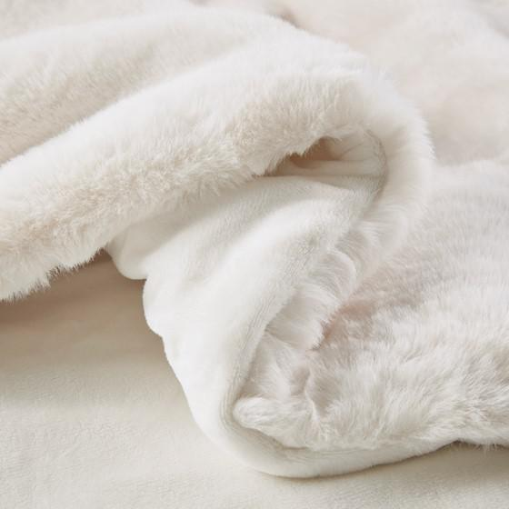 100% Polyester Solid Faux Fur Throw Ivory 60x70''