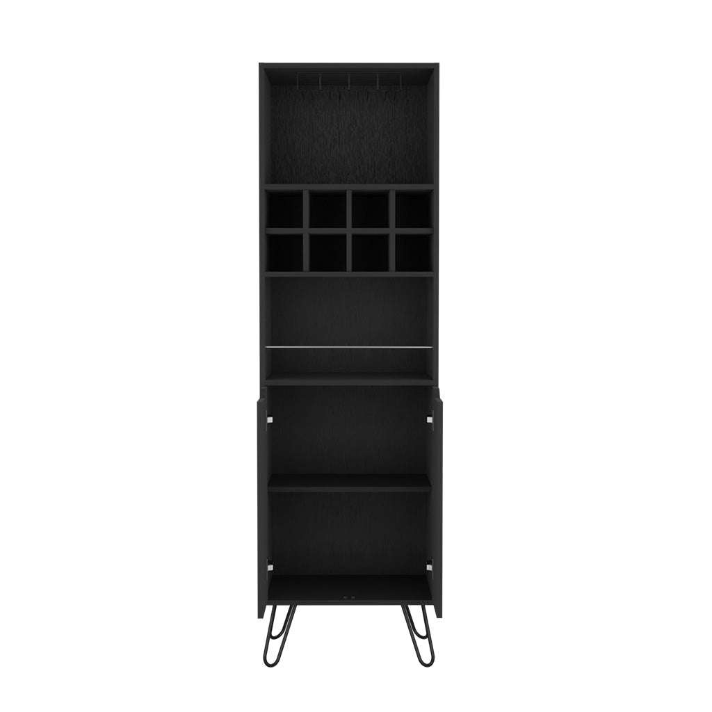 Zamna H Bar Double Door Cabinet, Eight Wine Cubbies