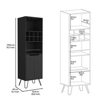 Zamna H Bar Double Door Cabinet, Eight Wine Cubbies