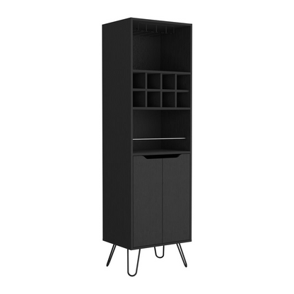 Zamna H Bar Double Door Cabinet, Eight Wine Cubbies