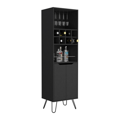 Zamna H Bar Double Door Cabinet, Eight Wine Cubbies