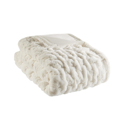 100% Polyester Solid Brushed Long Fur Knitted Throw,MP50-3090