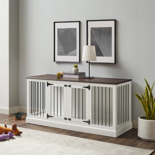 Winslow Medium Credenza Pet Crate White/Dark Brown