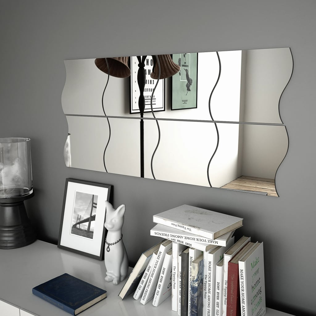 vidaXL Wall Mirrors 8 pcs 7.9"x7.9" Wave Glass