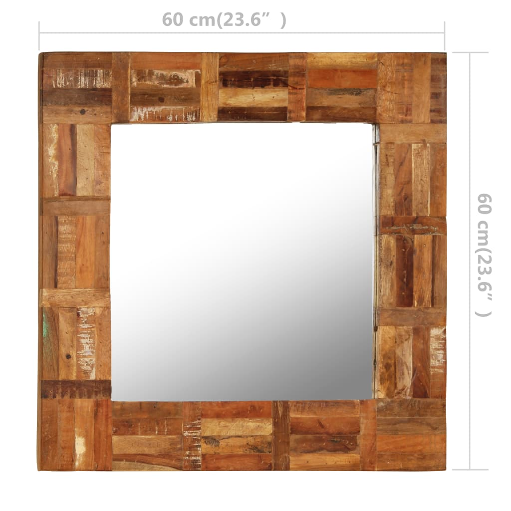 vidaXL Wall Mirror Solid Reclaimed Wood 23.6"x23.6"